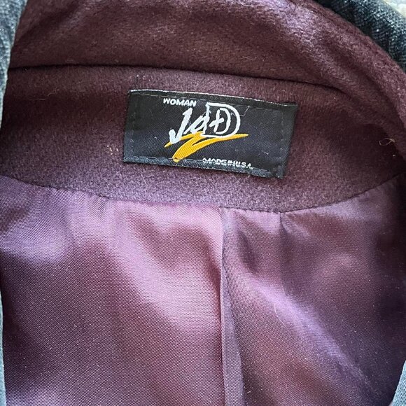 JoD Trench Coat Womens 22W Burgundy 100% Wool Velvet Collar 100% Leather Gloves - Picture 2 of 15